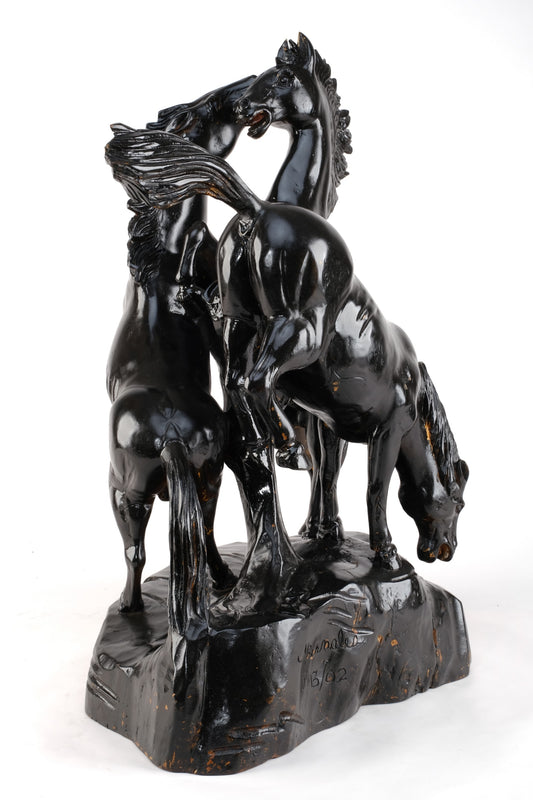 ART DECO “3 STALLIONS HORSES”