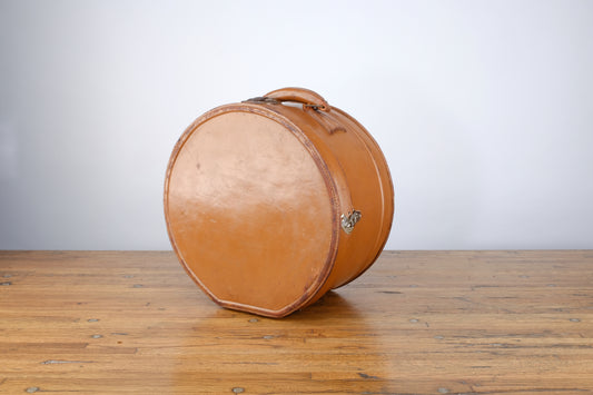 CIRCLE BROWN LEATHER HAT SUITCASE